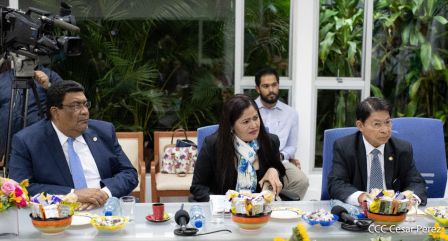 Presidente Daniel Ortega y Vicepresidenta Rosario Murillo reciben cartas credenciales de embajadores de Panamá y Yibuti