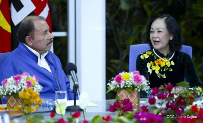 Hermandad y compañerismo en reunión del presidente Daniel  Ortega y vicepresidenta Rosario Murillo con delegación de alto nivel de Vietnam