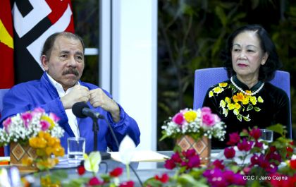 Hermandad y compañerismo en reunión del presidente Daniel  Ortega y vicepresidenta Rosario Murillo con delegación de alto nivel de Vietnam