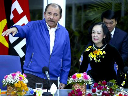 Hermandad y compañerismo en reunión del presidente Daniel  Ortega y vicepresidenta Rosario Murillo con delegación de alto nivel de Vietnam