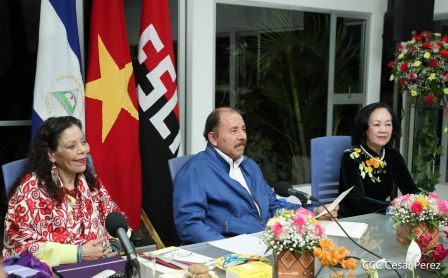 Hermandad y compañerismo en reunión del presidente Daniel  Ortega y vicepresidenta Rosario Murillo con delegación de alto nivel de Vietnam