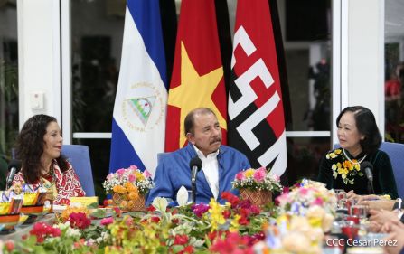 Hermandad y compañerismo en reunión del presidente Daniel  Ortega y vicepresidenta Rosario Murillo con delegación de alto nivel de Vietnam