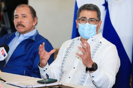 Así fue el encuentro del Presidente Daniel  y la Compañera Rosario con el Presidente de Honduras