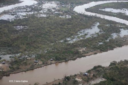 Vista aérea de Bilwi ,Prinzapolka  y Alamikamba despues del paso de dos huracanes
