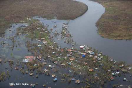 Vista aérea de Bilwi ,Prinzapolka  y Alamikamba despues del paso de dos huracanes