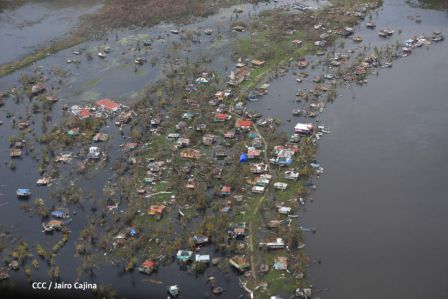 Vista aérea de Bilwi ,Prinzapolka  y Alamikamba despues del paso de dos huracanes