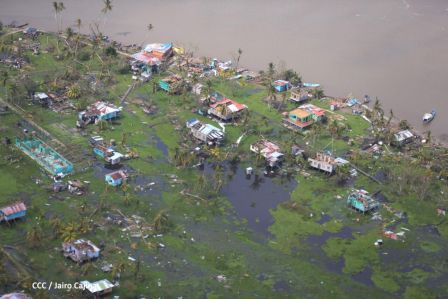 Vista aérea de Bilwi ,Prinzapolka  y Alamikamba despues del paso de dos huracanes