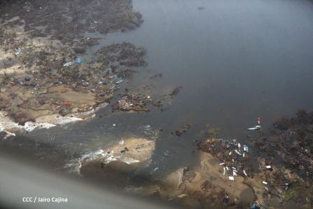 Vista aérea de Bilwi ,Prinzapolka  y Alamikamba despues del paso de dos huracanes