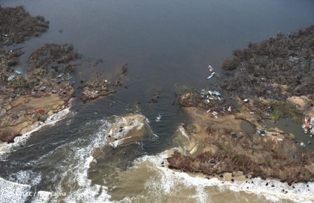 Vista aérea de Bilwi ,Prinzapolka  y Alamikamba despues del paso de dos huracanes