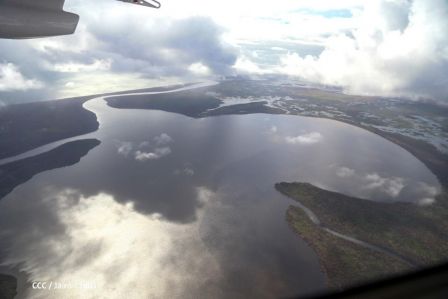 Vista aérea de Bilwi ,Prinzapolka  y Alamikamba despues del paso de dos huracanes