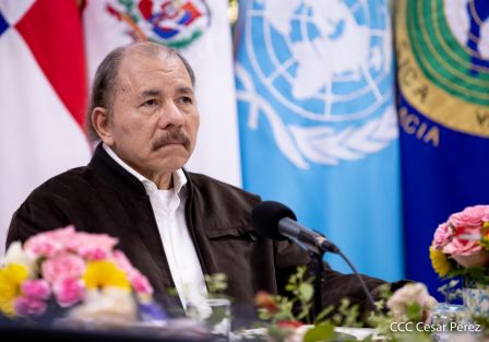 El Presidente Daniel y la Compañera Rosario en la Cumbre entre Jefes de Estado y de Gobierno del SICA y el Secretario General de Naciones Unidas