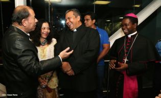 Presidente Daniel y Compañera Rosario reciben a Su Eminencia Cardenal Leopoldo Brenes