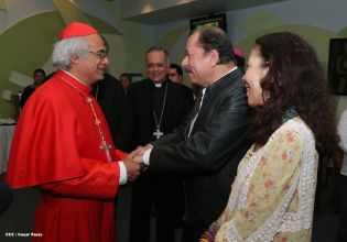 Presidente Daniel y Compañera Rosario reciben a Su Eminencia Cardenal Leopoldo Brenes