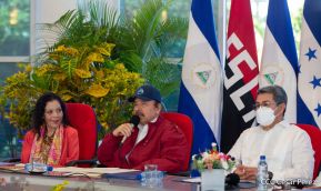 Reunión del Presidente Daniel Ortega y Compañera Rosario con el Presidente de Honduras Juan Orlando Hernández