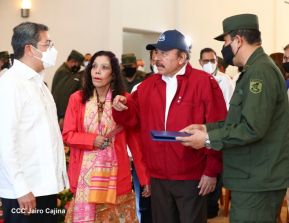 Reunión del Presidente Daniel Ortega y Compañera Rosario con el Presidente de Honduras Juan Orlando Hernández