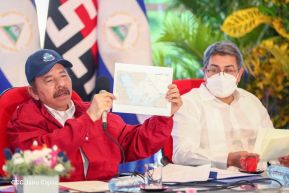 Reunión del Presidente Daniel Ortega y Compañera Rosario con el Presidente de Honduras Juan Orlando Hernández