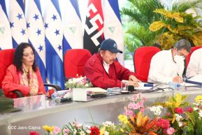 Reunión del Presidente Daniel Ortega y Compañera Rosario con el Presidente de Honduras Juan Orlando Hernández