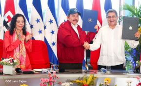 Reunión del Presidente Daniel Ortega y Compañera Rosario con el Presidente de Honduras Juan Orlando Hernández