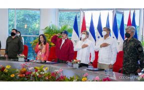Reunión del Presidente Daniel Ortega y Compañera Rosario con el Presidente de Honduras Juan Orlando Hernández