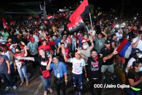 Pueblo celebra victoria del FSLN en las Elecciones Soberanas 2021