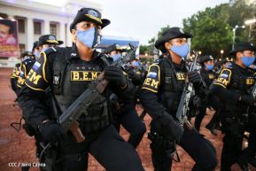 Presidente Daniel Ortega y Vicepresidenta Rosario Murillo presidieron acto del 43 Aniversario de la Policía Nacional