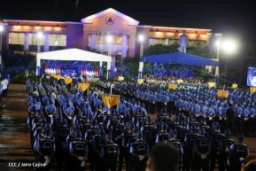 Presidente Daniel Ortega y Vicepresidenta Rosario Murillo presidieron acto del 43 Aniversario de la Policía Nacional