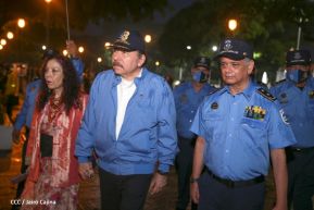 Presidente Daniel Ortega y Vicepresidenta Rosario Murillo presidieron acto del 43 Aniversario de la Policía Nacional