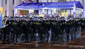 Presidente Daniel Ortega y Vicepresidenta Rosario Murillo presidieron acto del 43 Aniversario de la Policía Nacional