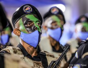 Presidente Daniel Ortega y Vicepresidenta Rosario Murillo presidieron acto del 43 Aniversario de la Policía Nacional