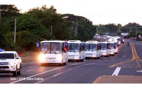 Caravana de 150 buses rusos llegan a la ciudad de Managua