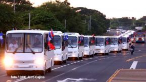 Caravana de 150 buses rusos llegan a la ciudad de Managua