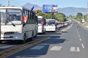 Caravana de 150 buses rusos llegan a la ciudad de Managua