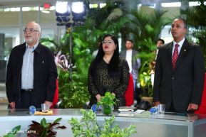 Presidente Daniel y Compañera Rosario en comunicación con las familias nicaragüenses