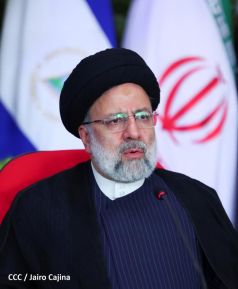 Presidente Daniel Ortega y Vicepresidenta Rosario Murillo en Acto de Clausura de la Visita del Presidente de Irán