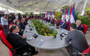 Presidente Daniel Ortega y Vicepresidenta Rosario Murillo en Acto de Clausura de la Visita del Presidente de Irán