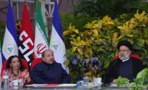 Presidente Daniel Ortega y Vicepresidenta Rosario Murillo en Acto de Clausura de la Visita del Presidente de Irán