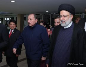 Presidente Daniel Ortega y Vicepresidenta Rosario Murillo en Acto de Clausura de la Visita del Presidente de Irán