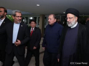 Presidente Daniel Ortega y Vicepresidenta Rosario Murillo en Acto de Clausura de la Visita del Presidente de Irán