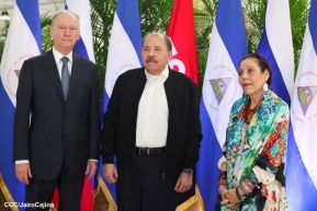 Comandante Daniel y Compañera Rosario en encuentro con el  General Nikolai Patrushev