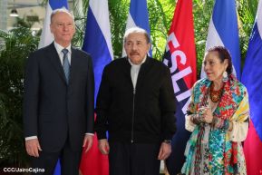 Comandante Daniel y Compañera Rosario en encuentro con el  General Nikolai Patrushev