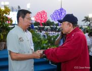Acto en celebración acto de la entrega de buses de China a transportistas de Managua