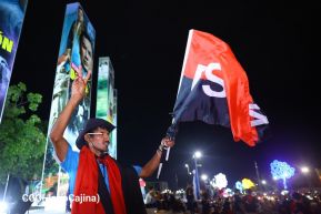 Celebran Vigilia en recibimiento y saludo al 45/19 en la Avenida de Bolívar a Chávez en Managua
