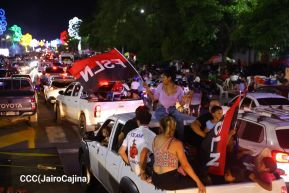 Celebran Vigilia en recibimiento y saludo al 45/19 en la Avenida de Bolívar a Chávez en Managua