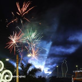 Celebran Vigilia en recibimiento y saludo al 45/19 en la Avenida de Bolívar a Chávez en Managua