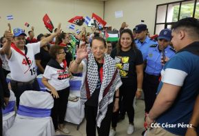 Heroína palestina Leila Khaled de visita en Nicaragua