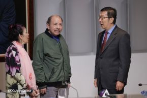 Copresidentes de Nicaragua despiden al Embajador de la República Popular China, Compañero Chen Xi