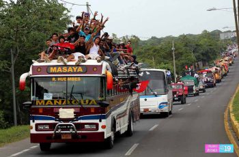 Caravanas de todo el país llegan a Managua para celebración del 35/19