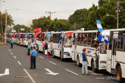 Caravanas de todo el país llegan a Managua para celebración del 35/19