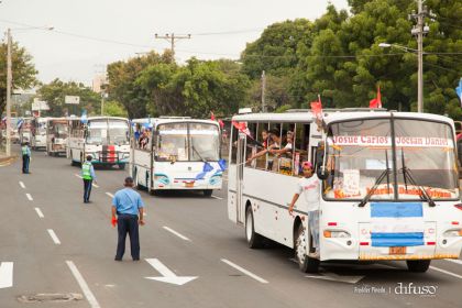 Caravanas de todo el país llegan a Managua para celebración del 35/19