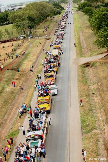 Caravanas de todo el país llegan a Managua para celebración del 35/19